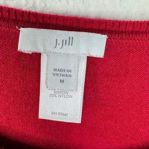 J Jill Red Long Sleeve Crew Neck Sweater Knit Top Women's Size M - Picture 3 of 7